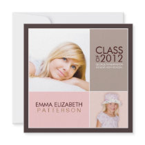 Then Now Modern Block Graduation Party Invitation
