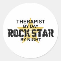 Therapist Rock Star by Night Round Sticker
