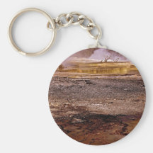 THERMAL POOL WITH DRY TREES AND GOLD TERRACES KEY CHAIN