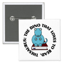 Thesaurus: A Dinosaur Who Loves to Read Books Button