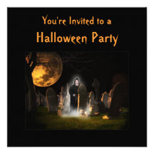 They only come out at night Halloween Invitation