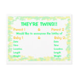 They're Twins Footprints Baby Announcement postcards