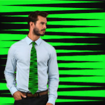 Thick To Thin Stripes Tie Neon Green on Black