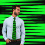 Thick To Thin Stripes Tie Neon Green on Black