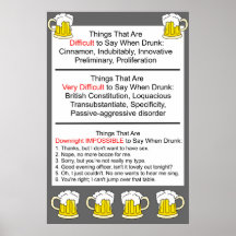 Things That Are Difficult to Say When Drunk Posters
