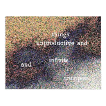 things unproductive and infinite and trumpets post card