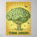 Think Green Brain Tree Poster posters