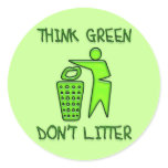 THINK GREEN, DON'T LITTER stickers