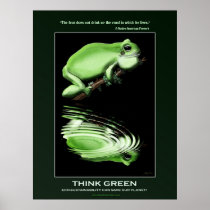 THINK GREEN Earth Day Frog Art Eco Poster