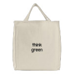 think green embroidered bags