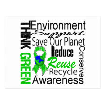 Think Green Environment Collage Post Cards