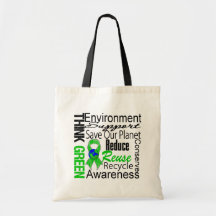 Think Green Environment Collage Tote Bag