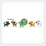 Think Green (Leaf and Four Pups) Stickers