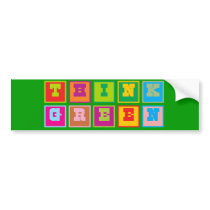 Think Green multi-coloured blocks Bumper Stickers