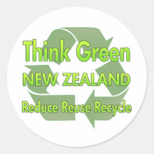 Think Green New Zealand Round Sticker