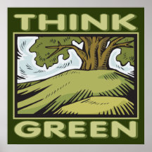 Think Green Oak Tree Poster