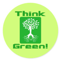 Think Green! Round Stickers