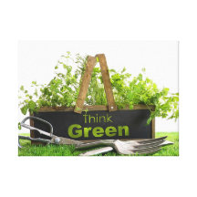 Think Green  Stretched Canvas Print
