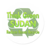 Think Green Sudan Round Stickers