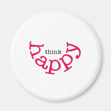 Think Happy (red smile) Fridge Magnets