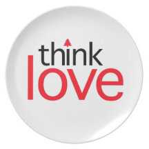 Think Love (Christmas Red) Dinner Plates