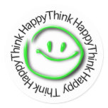 thinkhappygreenneon round stickers