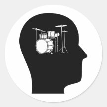 Thinking About Drums Round Stickers