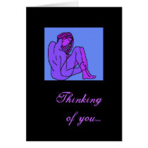 Thinking of you Greetings Card- blue nude