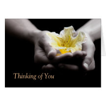 Thinking of You Yellow Flower In Hands Greeting Card