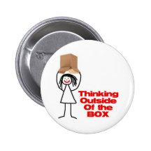 Thinking Outside the Box Cartoon Buttons