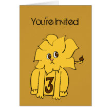 Third Birthday Party Lion Invitation Card