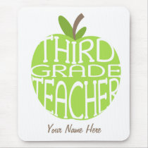 Third Grade Teacher Mousepad - Green Apple