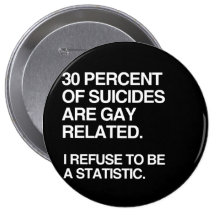 THIRTY PERCENT OF SUICIDES ARE GAY RELATED PINBACK BUTTONS