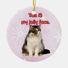This IS My Jolly Face Cat Artwork Christmas Ornaments
