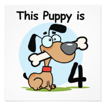 This Puppy 4th Birthday Tshirts and Gifts Personalized Invitation