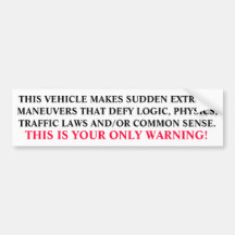 THIS VEHICLE BUMPER STICKER