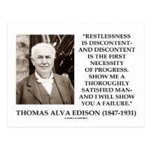 Thomas Edison Restlessness Discontent Progress Post Card