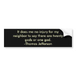 Thomas Jefferson on religious tolerance bumper stickers