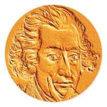 Thomas Paine portrait in gold Round Sticker