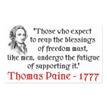 Thomas Paine: The Blessings Of Freedom! Rectangular Stickers