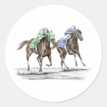 Thoroughbred Horse Racing - The Stretch Round Sticker
