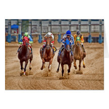 Thoroughbreds Out the Gate Greeting Card