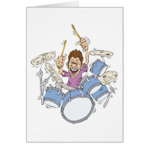 thrashing drummer greeting cards