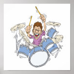 thrashing drummer print