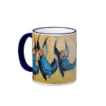 THREE ANGELS IN BLUE COFFEE MUGS