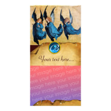 THREE ANGELS IN BLUE  PARCHMENT Sapphire Monogram Personalised Photo Card