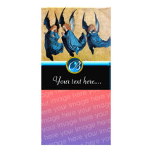 THREE ANGELS IN BLUE Sapphire Monogram Personalized Photo Card