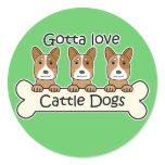 Three Australian Cattle Dogs Round Sticker