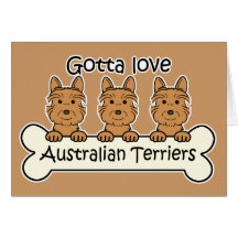 Three Australian Terriers Card