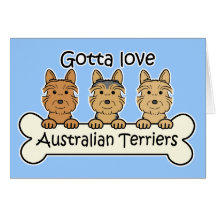 Three Australian Terriers Greeting Card